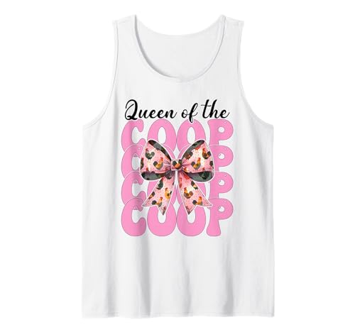 Lustiges Chicken Farm Farmer Chicken Girl Queen of The Coop Tank Top von Womens Coquette Bow Chicken Farmer Farming Gifts