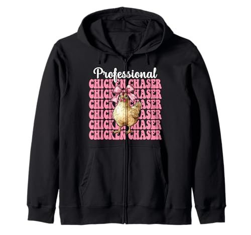 Profi Chicken Chaser Funny Chicken Farm Chicken Girl Kapuzenjacke von Womens Coquette Bow Chicken Farmer Farming Gifts