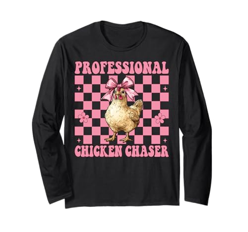 Profi Chicken Chaser Funny Chicken Farm Chicken Girl Langarmshirt von Womens Coquette Bow Chicken Farmer Farming Gifts