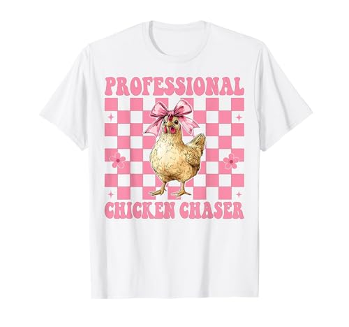 Profi Chicken Chaser Funny Chicken Farm Chicken Girl T-Shirt von Womens Coquette Bow Chicken Farmer Farming Gifts