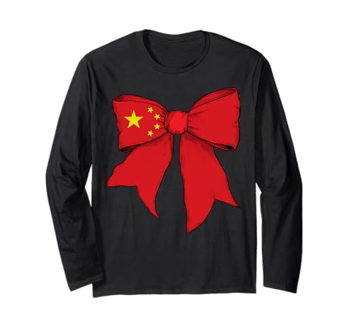 Chinesischer Stolz Flagge Mädchen Kokette Schleife Band Langarmshirt Chinesischer Stolz Flagge Mädchen Kokette Schleife Band Langarmshirt von Womens Coquette Bow China Heritage Flag Gifts