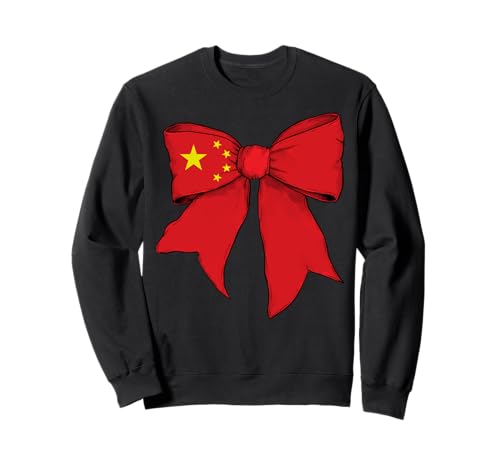 Chinesischer Stolz Flagge Mädchen Kokette Schleife Band Sweatshirt von Womens Coquette Bow China Heritage Flag Gifts