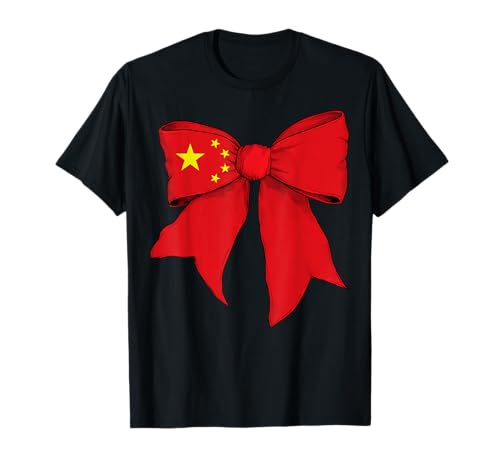 Chinesischer Stolz Flagge Mädchen Kokette Schleife Band T-Shirt Chinesischer Stolz Flagge Mädchen Kokette Schleife Band T-Shirt von Womens Coquette Bow China Heritage Flag Gifts
