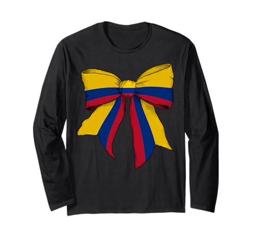 Kolumbien Kolumbien Pride Flagge Mädchen Kokette Schleife Band Langarmshirt Kolumbien Kolumbien Pride Flagge Mädchen Kokette Schleife Band Langarmshirt von Womens Coquette Bow Colombia Heritage Flag Gifts