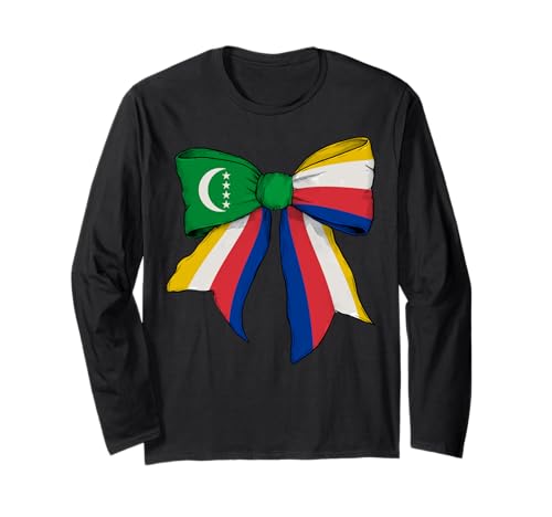 Kokettenschleifenband mit Flagge der Komoren für Mädchen Langarmshirt von Womens Coquette Bow Comoros Heritage Flag Gifts
