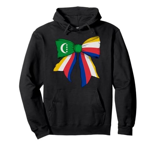 Kokettenschleifenband mit Flagge der Komoren für Mädchen Pullover Hoodie von Womens Coquette Bow Comoros Heritage Flag Gifts