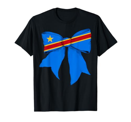 Kongo Kongo Kongolesische Flagge Mädchen Kokette Schleife Band T-Shirt Kongo Kongo Kongolesische Flagge Mädchen Kokette Schleife Band T-Shirt von Womens Coquette Bow Congo Heritage Flag Gifts