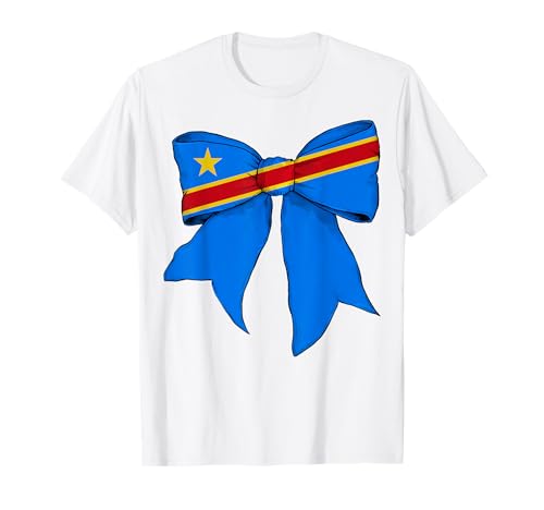 Kongo Kongo Kongolesische Flagge Mädchen Kokette Schleife Band T-Shirt Kongo Kongo Kongolesische Flagge Mädchen Kokette Schleife Band T-Shirt von Womens Coquette Bow Congo Heritage Flag Gifts