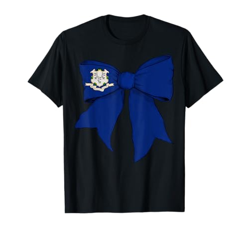 Kokettenschleifenband für Mädchen, Flagge des Bundesstaates Connecticut T-Shirt von Womens Coquette Bow Connecticut Heritage Gifts