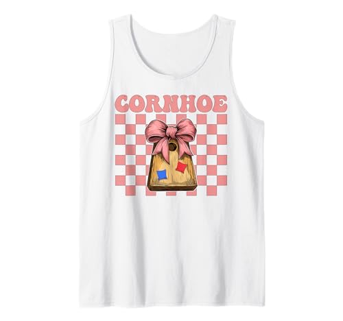 Cornhoe Cornhole Player Sitzsack Mädchen Rosa Kokette Schleife Tank Top von Womens Coquette Bow Cornhole Player Gifts