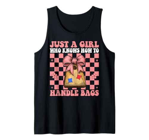 Cornhole Player Nur EIN Mädchen, das weiß, wie Man mit Taschen umgeht Tank Top von Womens Coquette Bow Cornhole Player Gifts