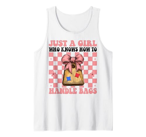 Cornhole Player Nur EIN Mädchen, das weiß, wie Man mit Taschen umgeht Tank Top von Womens Coquette Bow Cornhole Player Gifts