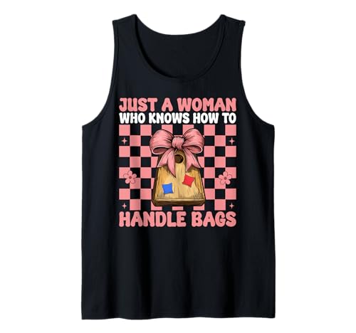 Cornhole Player Nur eine Frau, die weiß, wie Man mit Taschen umgeht Tank Top von Womens Coquette Bow Cornhole Player Gifts