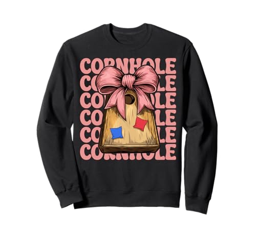 Cornhole Player Sitzsack Girl Mom Pink Coquette Bow Sweatshirt von Womens Coquette Bow Cornhole Player Gifts
