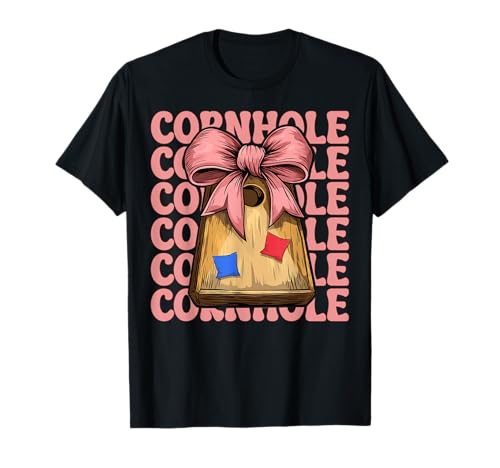 Cornhole Player Sitzsack Girl Mom Pink Coquette Bow T-Shirt von Womens Coquette Bow Cornhole Player Gifts