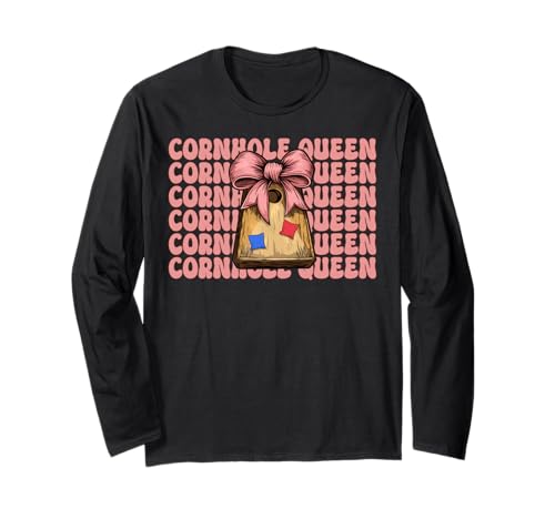 Cornhole Queen Cornhole Player Sitzsack Mädchen Mama Kokette Langarmshirt von Womens Coquette Bow Cornhole Player Gifts