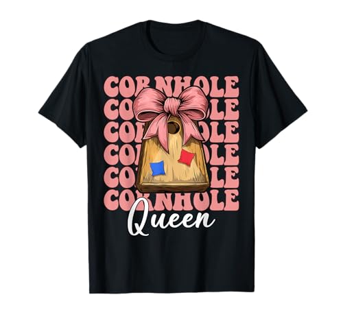 Cornhole Queen Cornhole Player Sitzsack Mädchen Mama Kokette T-Shirt von Womens Coquette Bow Cornhole Player Gifts