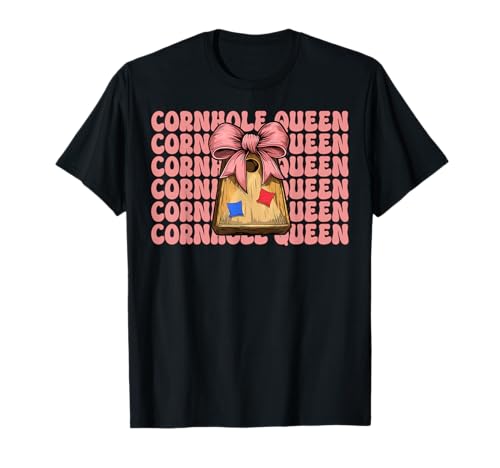 Cornhole Queen Cornhole Player Sitzsack Mädchen Mama Kokette T-Shirt von Womens Coquette Bow Cornhole Player Gifts