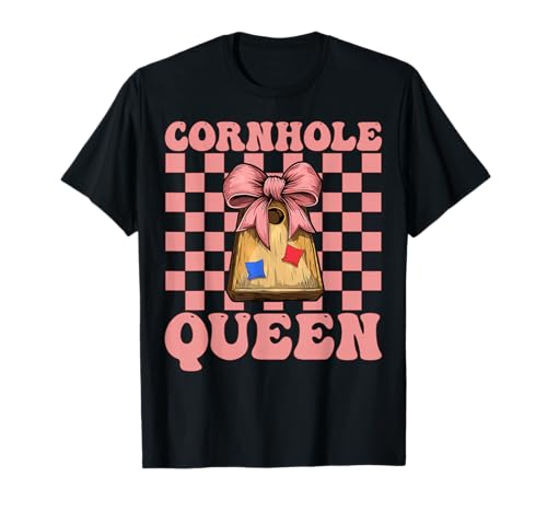 Cornhole Queen Cornhole Player Sitzsack Mädchen Mama Kokette T-Shirt von Womens Coquette Bow Cornhole Player Gifts