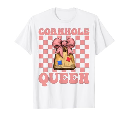 Cornhole Queen Cornhole Player Sitzsack Mädchen Mama Kokette T-Shirt von Womens Coquette Bow Cornhole Player Gifts