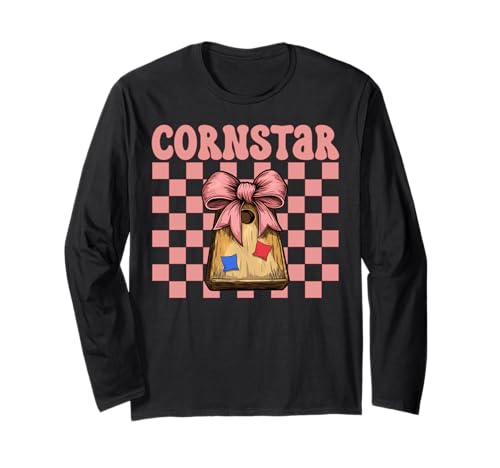 Cornstar Cornhole Player Sitzsack Mädchen Rosa Kokette Schleife Langarmshirt von Womens Coquette Bow Cornhole Player Gifts