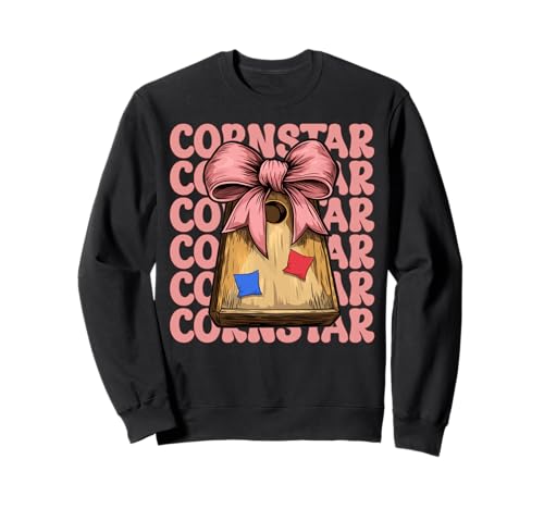 Cornstar Cornhole Player Sitzsack Mädchen Rosa Kokette Schleife Sweatshirt von Womens Coquette Bow Cornhole Player Gifts