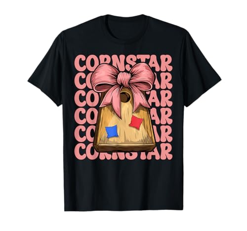 Cornstar Cornhole Player Sitzsack Mädchen Rosa Kokette Schleife T-Shirt von Womens Coquette Bow Cornhole Player Gifts