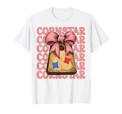 Cornstar Cornhole Player Sitzsack Mädchen Rosa Kokette Schleife T-Shirt von Womens Coquette Bow Cornhole Player Gifts