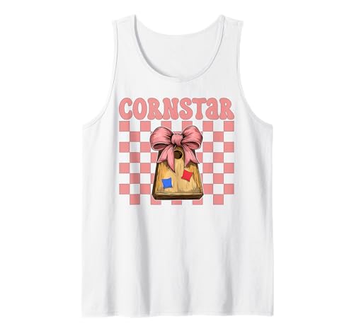 Cornstar Cornhole Player Sitzsack Mädchen Rosa Kokette Schleife Tank Top von Womens Coquette Bow Cornhole Player Gifts
