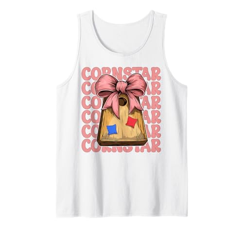 Cornstar Cornhole Player Sitzsack Mädchen Rosa Kokette Schleife Tank Top von Womens Coquette Bow Cornhole Player Gifts