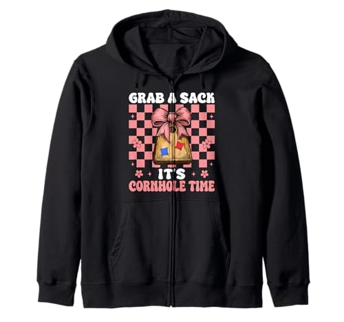 Grab A Sack It's Cornhole Time Cornhole Player Sitzsack Mädchen Kapuzenjacke von Womens Coquette Bow Cornhole Player Gifts