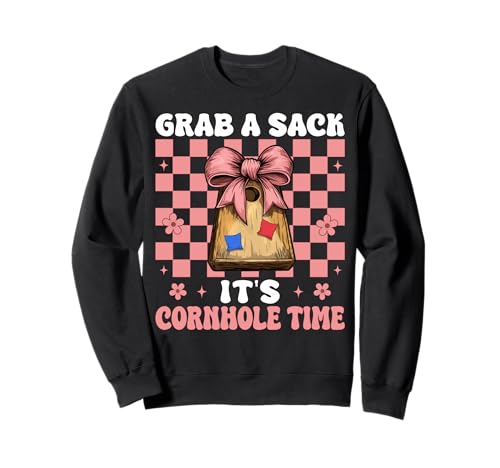 Grab A Sack It's Cornhole Time Cornhole Player Sitzsack Mädchen Sweatshirt von Womens Coquette Bow Cornhole Player Gifts