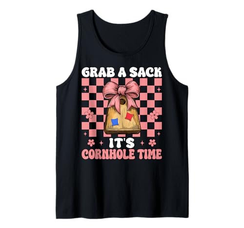Grab A Sack It's Cornhole Time Cornhole Player Sitzsack Mädchen Tank Top von Womens Coquette Bow Cornhole Player Gifts