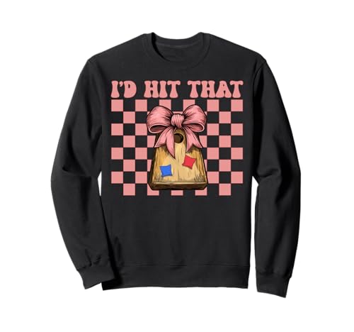 I'd Hit That Cornhole Player Sitzsack Girl Mom Coquette Bow Sweatshirt von Womens Coquette Bow Cornhole Player Gifts