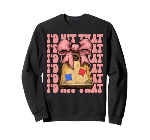 I'd Hit That Cornhole Player Sitzsack Girl Mom Coquette Bow Sweatshirt von Womens Coquette Bow Cornhole Player Gifts