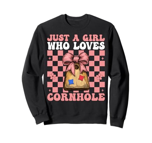 Just A Girl Who Loves Cornhole Player Sitzsack Kokette Schleife Sweatshirt von Womens Coquette Bow Cornhole Player Gifts