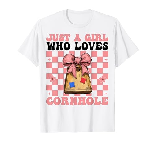 Just A Girl Who Loves Cornhole Player Sitzsack Kokette Schleife T-Shirt von Womens Coquette Bow Cornhole Player Gifts