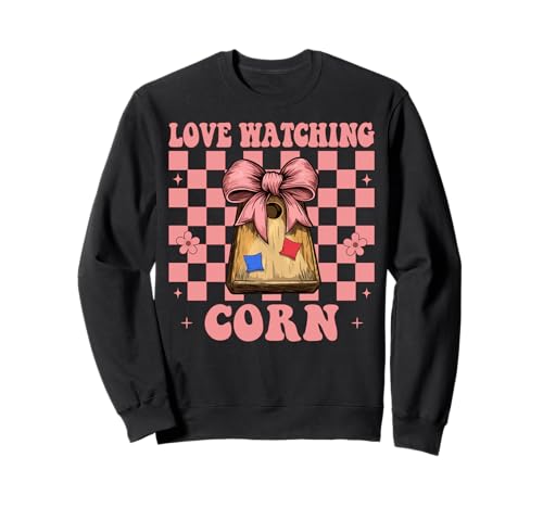 Love Watching Corn Cornhole Player Sitzsack Mädchen Mama Sweatshirt von Womens Coquette Bow Cornhole Player Gifts