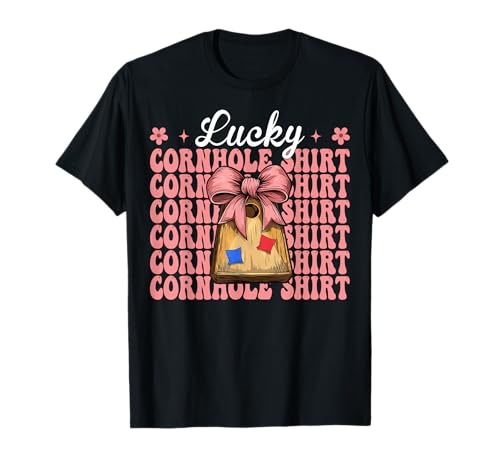 Lucky Cornhole Shirt Cornhole Player Sitzsack Mädchen Mama T-Shirt von Womens Coquette Bow Cornhole Player Gifts