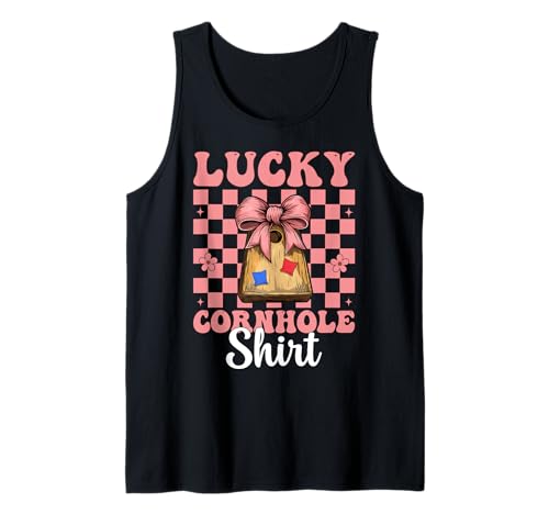 Lucky Cornhole Shirt Cornhole Player Sitzsack Mädchen Mama Tank Top von Womens Coquette Bow Cornhole Player Gifts