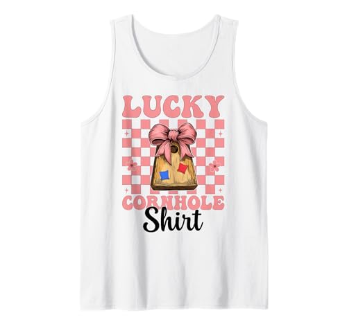 Lucky Cornhole Shirt Cornhole Player Sitzsack Mädchen Mama Tank Top von Womens Coquette Bow Cornhole Player Gifts