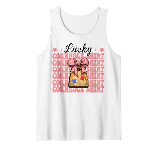 Lucky Cornhole Shirt Cornhole Player Sitzsack Mädchen Mama Tank Top von Womens Coquette Bow Cornhole Player Gifts