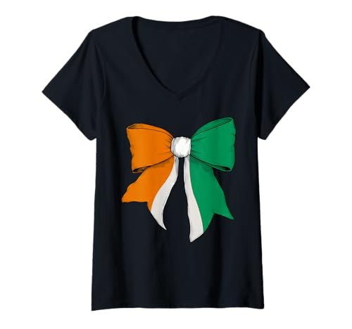 Damen Côte d'Ivoire Elfenbeinküste Akan Mandé Gur Pride Flagge Kokette T-Shirt mit V-Ausschnitt Damen Côte d'Ivoire Elfenbeinküste Akan Mandé Gur Pride Flagge Kokette T-Shirt mit V-Ausschnitt von Womens Coquette Bow Côte d'Ivoire Heritage Gifts