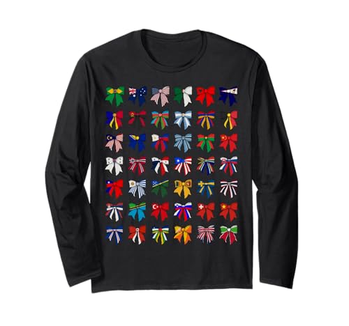 Flaggen der Welt Internationale Länderflaggen Mädchen Kokette Langarmshirt Flaggen der Welt Internationale Länderflaggen Mädchen Kokette Langarmshirt von Womens Coquette Bow Country Flag Gifts