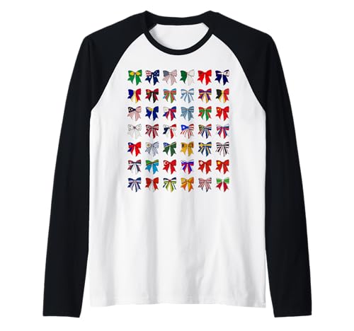 Flaggen der Welt Internationale Länderflaggen Mädchen Kokette Raglan Flaggen der Welt Internationale Länderflaggen Mädchen Kokette Raglan von Womens Coquette Bow Country Flag Gifts