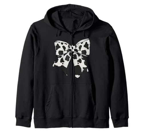 Kuhhautmuster Kuhbauer Kostüm Mädchen Kokette Schleife Kapuzenjacke Kuhhautmuster Kuhbauer Kostüm Mädchen Kokette Schleife Kapuzenjacke von Womens Coquette Bow Cow Farmer Farming Gifts