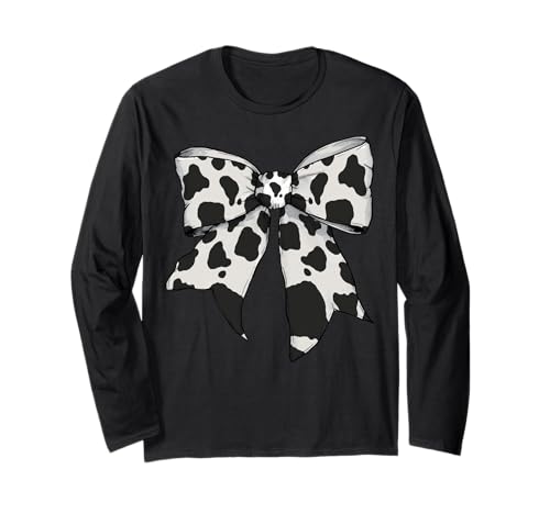 Kuhhautmuster Kuhbauer Kostüm Mädchen Kokette Schleife Langarmshirt Kuhhautmuster Kuhbauer Kostüm Mädchen Kokette Schleife Langarmshirt von Womens Coquette Bow Cow Farmer Farming Gifts