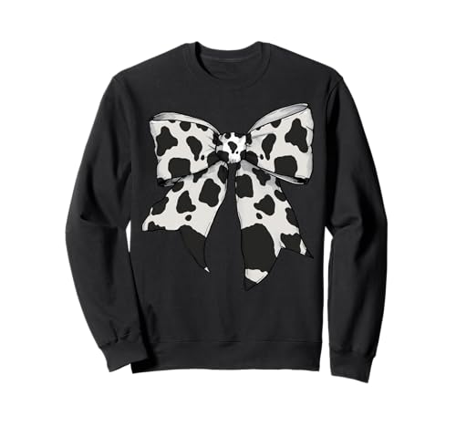 Kuhhautmuster Kuhbauer Kostüm Mädchen Kokette Schleife Sweatshirt Kuhhautmuster Kuhbauer Kostüm Mädchen Kokette Schleife Sweatshirt von Womens Coquette Bow Cow Farmer Farming Gifts