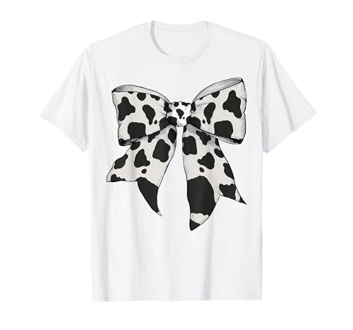 Kuhhautmuster Kuhbauer Kostüm Mädchen Kokette Schleife T-Shirt Kuhhautmuster Kuhbauer Kostüm Mädchen Kokette Schleife T-Shirt von Womens Coquette Bow Cow Farmer Farming Gifts