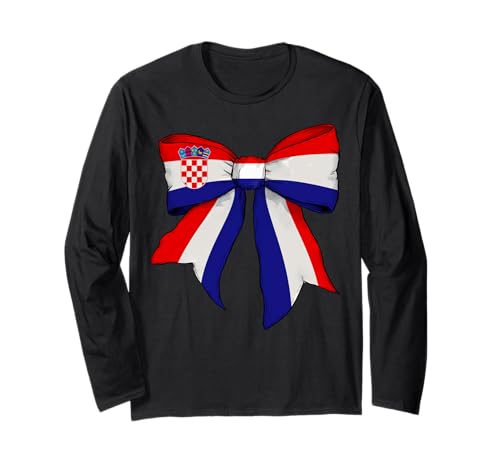 Kroatien Kroatien Stolz Flagge Mädchen Kokette Schleife Band Langarmshirt von Womens Coquette Bow Croatia Heritage Flag Gifts